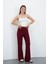 Nira Kadın Maxi Boy Ispanyol Paça Viskon Pantolon-Bordo 3