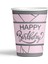 8'li Karton Bardak Gümüş Yaldızlı Happy Pembe M341 1