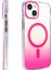 Apple iPhone 14 Kılıf M-Safe Şarj Özellikli Transparan Renk Geçişli Zore Toros Kapak Rose Pembe 2