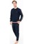 Erkek Bisiklet Yaka Uzun Kollu Pijama Takımı S26931 Bantlı Paça Rahat Kumaş 3