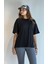 Kadın Bisiklet Yaka Kısa Kollu Oversize Basic Tişört 3