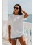 Kadın Beyaz %100 Pamuk Oversize Basic Tişört – Rahat Kalıp Relaxed Bisiklet Yaka T-Shirt 2