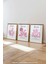 Pembe Minimal Matisse 3'lü Ahşap Çerçeveli Poster, Tablo Seti No:35 4