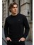 Erkek Desenli Kışlık Salaş Rahat Siyah Sweatshirt 1