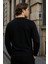 Erkek Desenli Kışlık Salaş Rahat Siyah Sweatshirt 2