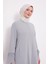 Gri Taş İşlemeli Tüy Detaylı Ferace 9