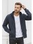 Erkek Füme Kapüşonlu Kanguru Cepli Fermuarlı Sweatshirt 1