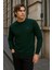 Erkek Desenli Kışlık Salaş Rahat Yeşil Sweatshirt 1