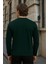 Erkek Desenli Kışlık Salaş Rahat Yeşil Sweatshirt 2