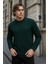 Erkek Desenli Kışlık Salaş Rahat Yeşil Sweatshirt 3