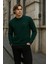 Erkek Desenli Kışlık Salaş Rahat Yeşil Sweatshirt 4