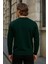Erkek Desenli Kışlık Salaş Rahat Yeşil Sweatshirt 5