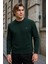 Erkek Desenli Kışlık Salaş Rahat Yeşil Sweatshirt 6