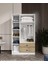 %100 Mdf 3 Kapaklı 2 Çekmeceli 7 Raflı Gardırop Elbise Dolabı –meşe-Soft Beyaz 182X105X52 cm 4