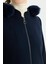 Günay Kraca Kışlık Kaşe Kadın Pardesü Kloş A Kesim Fermuarlı Lacivert 2601 4