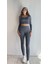 Kadın Uzun Kollu Crop Yüksek Bel Slim Fit Tayt Ikili Takım 2