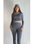 Kadın Uzun Kollu Crop Yüksek Bel Slim Fit Tayt Ikili Takım 3
