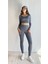 Kadın Uzun Kollu Crop Yüksek Bel Slim Fit Tayt Ikili Takım 4