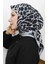 Dijital Rayon Eşarp 70302-07 Siyah Gümüş Gri 1