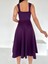 Scuba Kumaş Kloş Etek Askılı Abiye ve Mezuniyet Elbise 581800 Mor 2