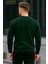 Erkek Bisiklet Yaka Nakışlı Bol Yeşil Sweatshirt 2
