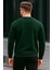 Erkek Bisiklet Yaka Nakışlı Bol Yeşil Sweatshirt 5