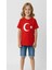 Türk Bayraklı Ay Yıldızlı Kırmızı Unisex Tişört | %100 Pamuk | Çocuk 2
