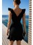 Çift Volanlı Lady Yaka Scuba Kumaş Elbise Siyah 581368 2
