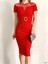 Scuba Krep Kumaş Elbise Kırmızı 582474 1