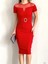 Scuba Krep Kumaş Elbise Kırmızı 582474 2