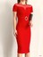 Scuba Krep Kumaş Elbise Kırmızı 582474 3