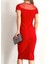 Scuba Krep Kumaş Elbise Kırmızı 582474 5
