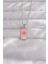316L Çelik Gümüş Renk Pembe Mineli Güneş Model Tarot Kolye 1