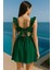 Krep Kumaş Sırt Dekolteli Mini Elbise Abiye Elbise Mezuniyet Elbisesi 581389 Zümrüt 2