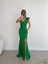 Tek Omuz Scuba Krep Abiye Elbise 581321 Yeşil 2