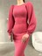 Balon Kol Balık Model Maxi Boy Ithal Krep Kumaş Elbise 582744 Gülkurusu 3