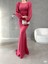 Balon Kol Balık Model Maxi Boy Ithal Krep Kumaş Elbise 582744 Gülkurusu 4