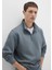 0S10278-80889 Yarı Fermuarlı Mavi Basic Sweatshirt 3