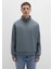 0S10278-80889 Yarı Fermuarlı Mavi Basic Sweatshirt 4
