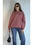 Kadın Bisiklet Yaka Çizgili Uzun Kol Oversize Sweatshirt 1