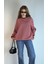 Kadın Bisiklet Yaka Çizgili Uzun Kol Oversize Sweatshirt 3
