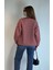 Kadın Bisiklet Yaka Çizgili Uzun Kol Oversize Sweatshirt 6