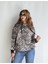Kadın Kapüşonlu Kanguru Cepli Leopar Desenli Uzun Kol Oversize Sweatshirt 1
