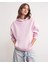 2022 Unisex 3iplik Basic Polarlı Kapüşonlu Sweatshirt Hoodie Pembe 3