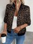 Kadın Leopar Desen Fermuarlı Modal Kumaş Ceket 2