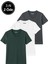Kadın 3'lü Paket Antrasit-Beyaz-Haki Oversize Tişört %100 Pamuk V Yaka T-Shirt 1