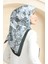 Desenli Soft Eşarp 70260-07 Siyah Gri 2
