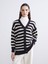 Yeni Sezon V Yaka Çizgili Kadın Triko Hırka 1
