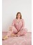 Kadın Büyük Beden Süet Kumaş Önü Düğmeli Şık Pijama Takımı - Gül Kurusu 1