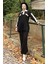 Triko Polo Yaka Tunik Pantolon Ikili Takım 1048-04 Siyah 2